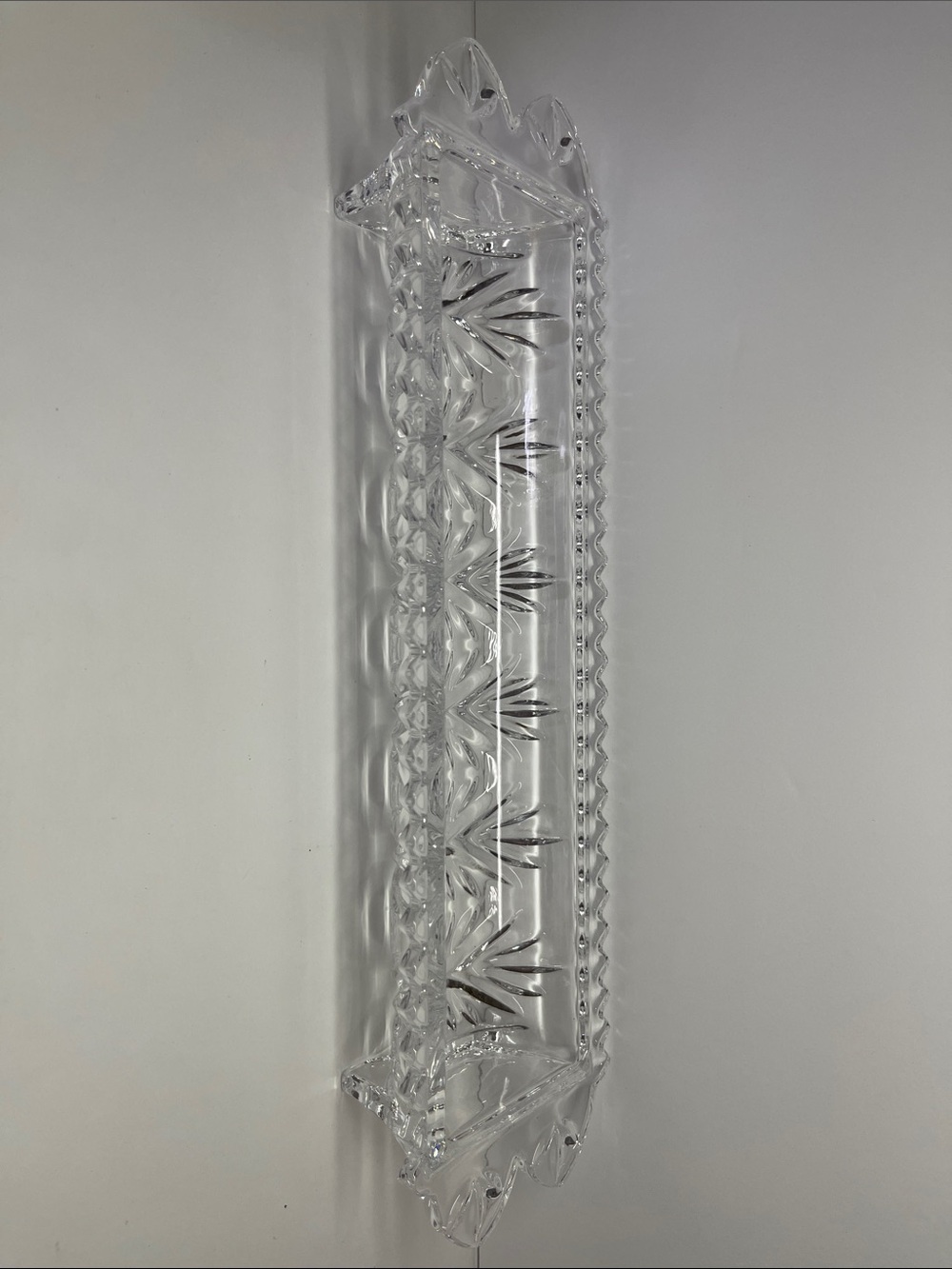 Vintage Cut Glass Celery Tray 11.75” Star and Fan Sawtooth